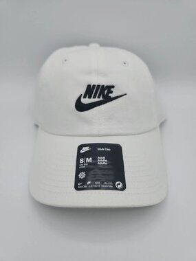 Nike Club Cap - White with Black Logo - S/M